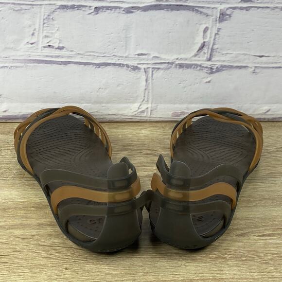 Crocs Isabella Brown Strappy Jelly Sandals Women's Size 10 Comfort Slip On Flats - Picture 4 of 8